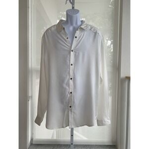Youngla Shirt Mens M Ivory Pearl Snap Solid Lightweight Button Up Western NWT